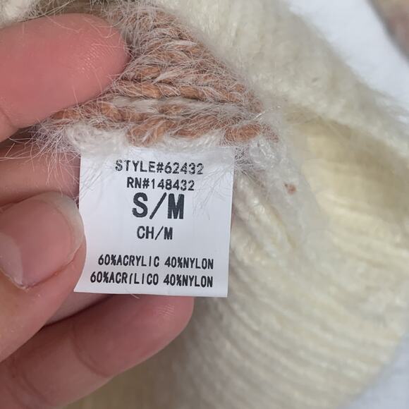 Be Cool women's small medium sweater pullover fuzzy stripe new cream neutral - Picture 9 of 10